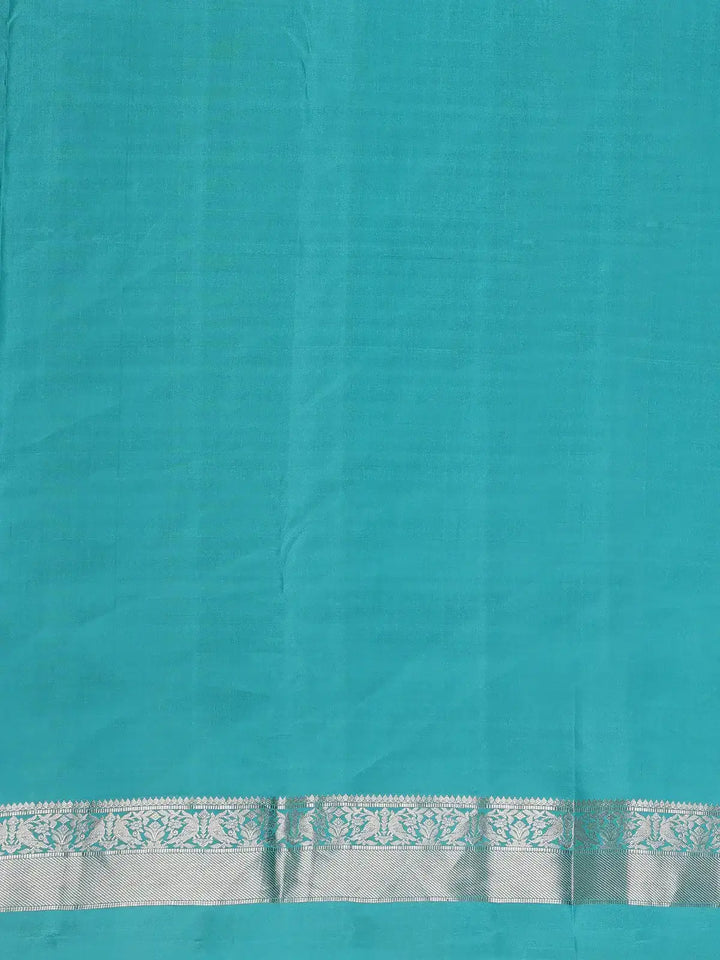Aqua Blue Floral Butta woven Silk Saree - Diadem