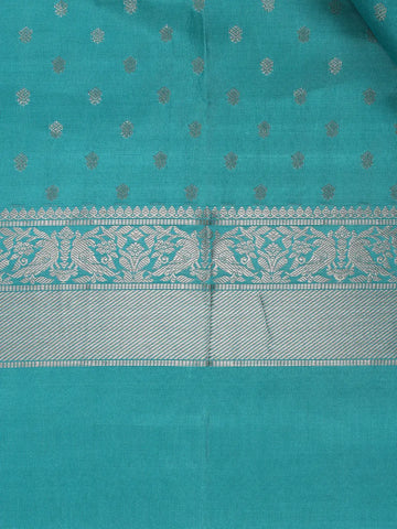 Aqua Blue Floral Butta woven Silk Saree - Diadem