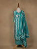 Aqua Blue Floral Design Printed Cotton Salwar Suit - Diadem