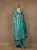 Aqua Blue Floral Design Printed Cotton Salwar Suit - Diadem
