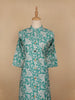 Aqua Blue Floral Designed Cotton Salwar Suit - Diadem