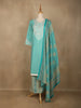 Aqua Blue Floral Designed Cotton Straight Cut Salwar Suit