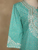 Aqua Blue Floral Designed Cotton Straight Cut Salwar Suit