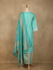 Aqua Blue Floral Designed Cotton Straight Cut Salwar Suit