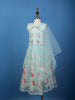 Aqua Blue Floral Designed Net Lehenga - Diadem