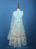 Aqua Blue Floral Designed Net Lehenga - Diadem