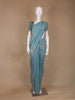 Aqua Blue Floral Designed Organza Designer Saree