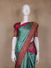 Aqua Blue Floral Woven Motifs Pure Kanchipuram Silk Saree
