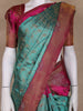 Aqua Blue Floral Woven Motifs Pure Kanchipuram Silk Saree