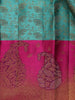 Aqua Blue Floral Woven Motifs Pure Kanchipuram Silk Saree