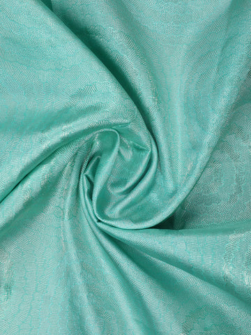 Aqua Blue Floral Woven Pure Kanchipuram Silk Saree - Diadem