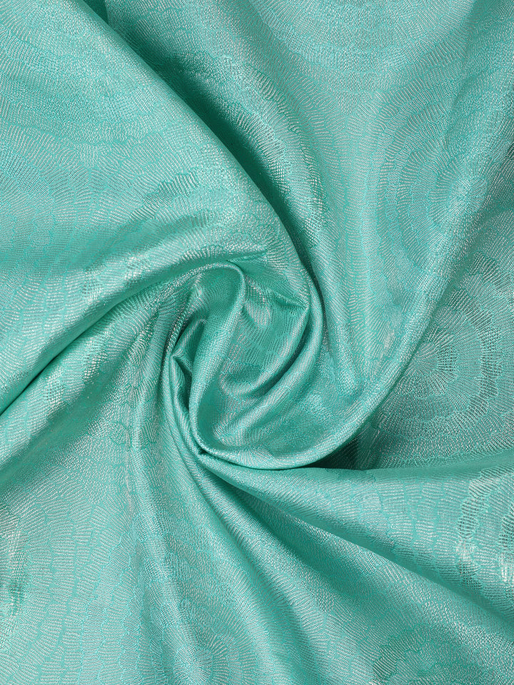 Aqua Blue Floral Woven Pure Kanchipuram Silk Saree - Diadem
