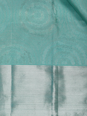 Aqua Blue Floral Woven Pure Kanchipuram Silk Saree - Diadem