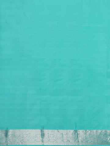 Aqua Blue Floral Woven Pure Kanchipuram Silk Saree - Diadem