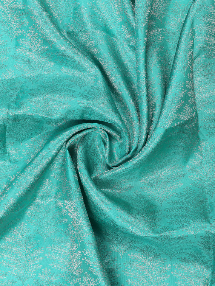 Aqua Blue Floral Woven Pure Kanchipuram Silk Saree - Diadem