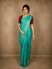 Aqua Blue Leaf Zari Woven Design Pure Kanchipuram Silk Saree with Self Border