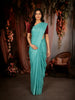 Aqua Blue Striped Zari Woven Design Pure Kanchipuram Silk Saree