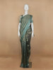 Aqua Blue Stripes Designed Organza Designer Saree