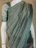 Aqua Blue Stripes Designed Organza Designer Saree