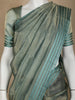 Aqua Blue Stripes Designed Organza Designer Saree