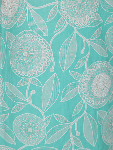 Aqua Green Floral Design Printed Cotton Salwar Suit - Diadem