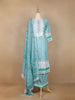 Aqua Green Floral Designed Cotton Palazzo Salwar Suit - Diadem