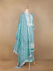 Aqua Green Floral Designed Cotton Palazzo Salwar Suit - Diadem