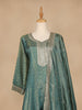 Aqua Green Dot Designed Tissue Silk Gown