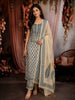 Aqua Green Floral Printed Design Cotton Unstitched Salwar Material