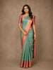 Aqua Green Floral Woven Pure Kanchipuram Silk Saree