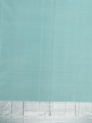 Aqua Green Floral Woven Pure Kanchipuram Silk Saree - Diadem