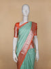 Aqua Green Floral Woven Pure Kanchipuram Silk Saree - Diadem