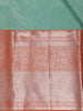 Aqua Green Floral Woven Pure Kanchipuram Silk Saree - Diadem