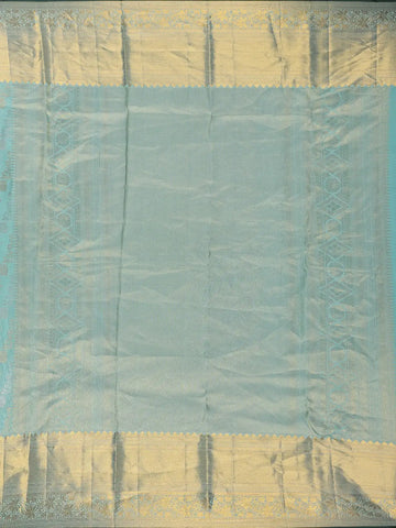 Aqua Green Floral Woven Pure Kanchipuram Silk Saree - Diadem