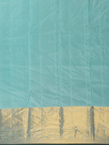 Aqua Green Floral Woven Pure Kanchipuram Silk Saree - Diadem