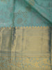 Aqua Green Floral Woven Pure Kanchipuram Silk Saree - Diadem