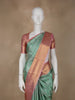 Aqua Green Floral Woven Pure Kanchipuram Silk Saree - Diadem