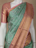 Aqua Green Floral Woven Pure Kanchipuram Silk Saree - Diadem