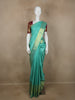 Aqua Green Stripes Woven Pure Kanchipuram Silk Saree