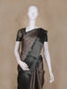 Ash Brown and Black Floral Woven Design Mixed Cotton Fancy Saree with Zari Border