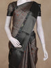 Ash Brown and Black Floral Woven Design Mixed Cotton Fancy Saree with Zari Border
