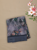 Ash Grey Floral Printed Design Chiffon Saree