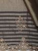 Ash Grey Floral Sequins Embroidered Design Tissue Silk Saree with Scalloped Border