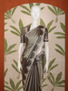 Ash Grey Floral Sequins Embroidered Design Tissue Silk Saree with Scalloped Border