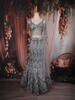 Ash Grey Floral Sequins and Beads Embroidered Design Mermaid Net Lehenga