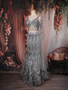 Ash Grey Floral Sequins and Beads Embroidered Design Mermaid Net Lehenga