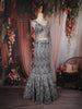 Ash Grey Floral Sequins and Beads Embroidered Design Mermaid Net Lehenga