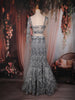Ash Grey Floral Sequins and Beads Embroidered Design Mermaid Net Lehenga