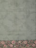Ash Grey Floral Vine Thread Embroidered Design Pure Tussar Party Wear Saree with Floral Border