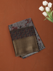 Ash Grey Floral Woven Design Semi Silk Saree with Zari Border